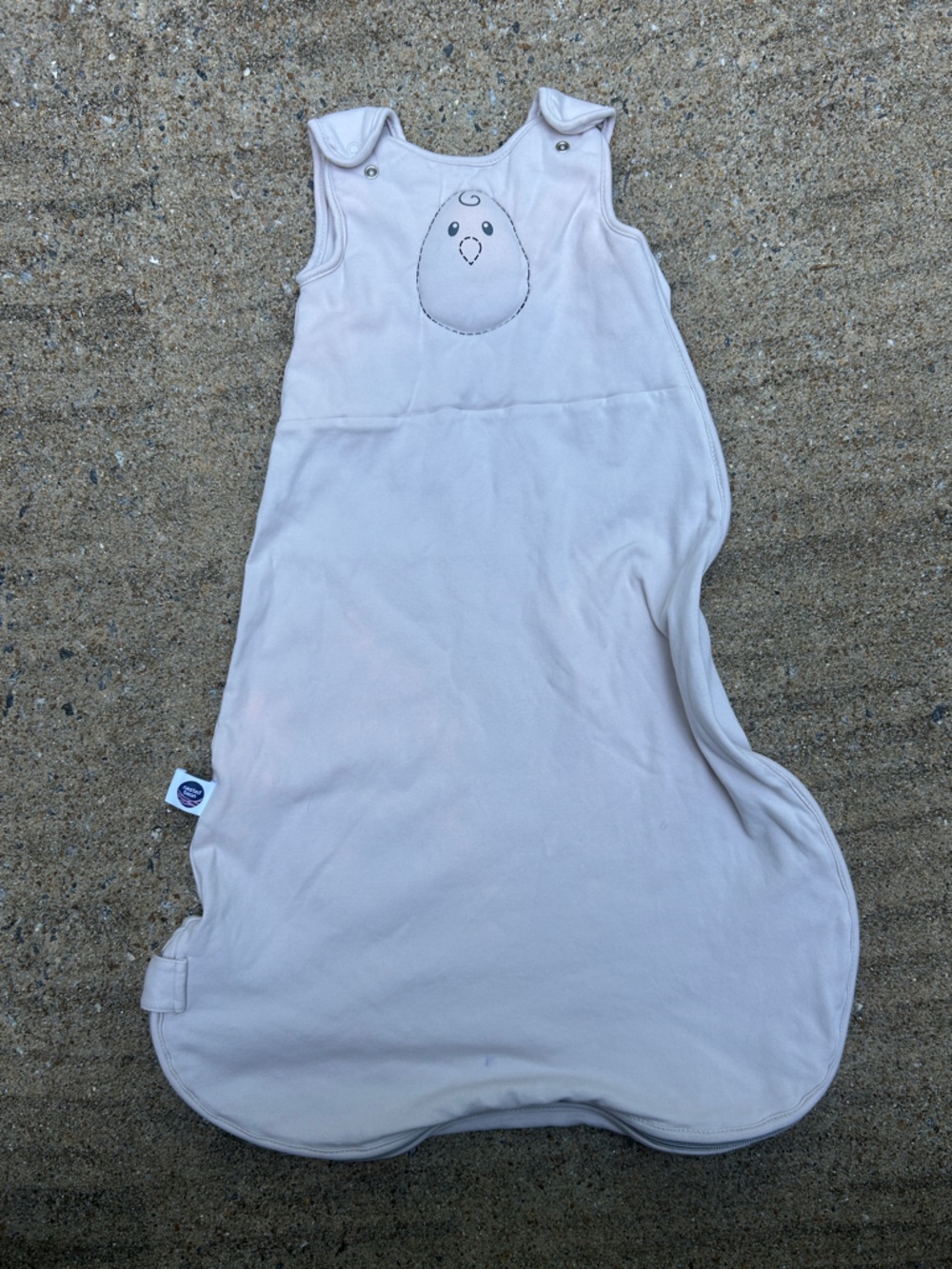 Neutral Beige Baby Sleep Sack with Embroidered Face